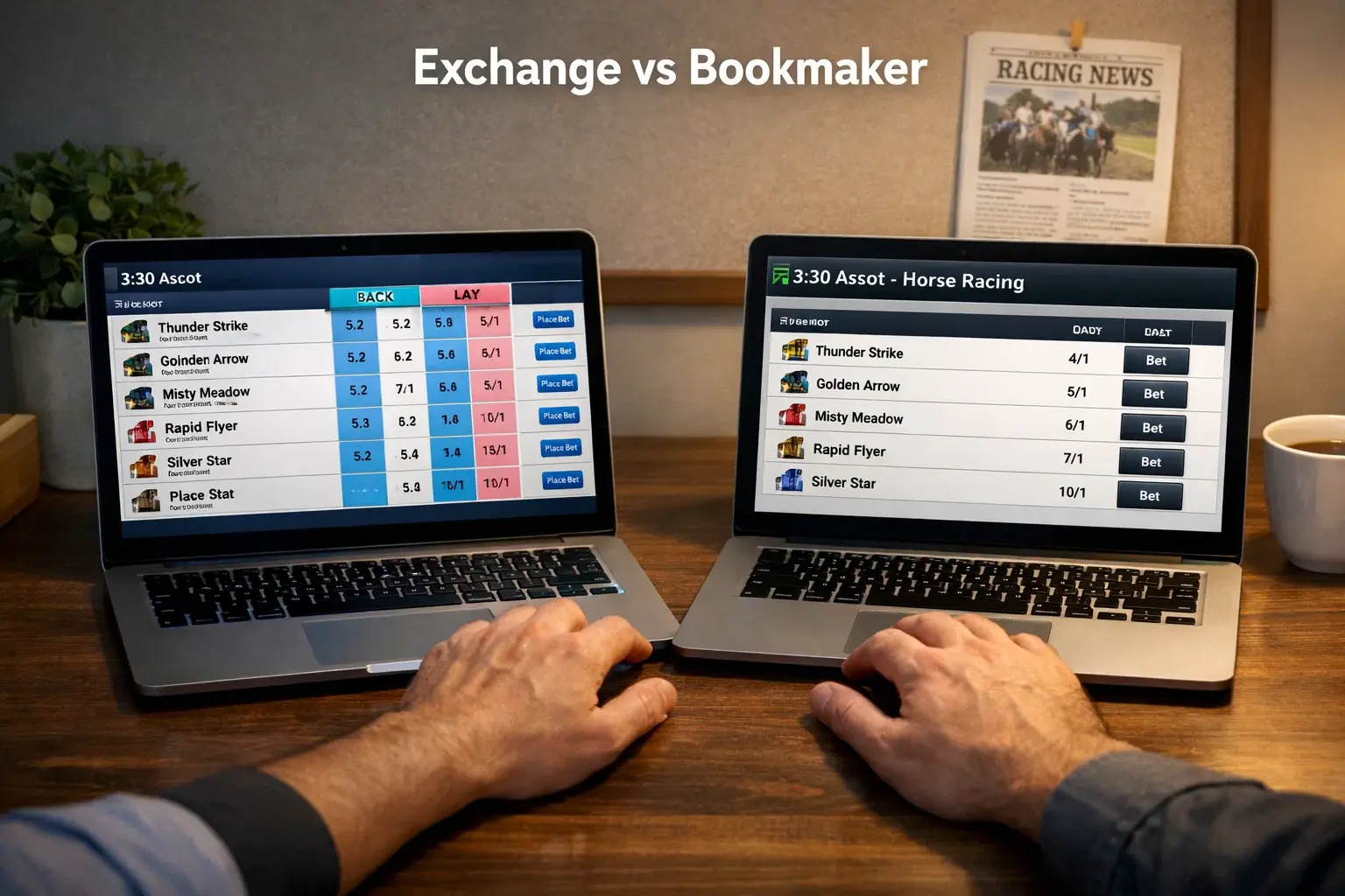 Betting exchange vs bookmaker comparison for UK horse racing